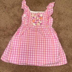 Cat & Jack Pink Checkered Dress with Floral Details